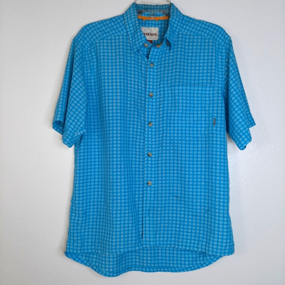 Simms fishing shirt men's size Small blue